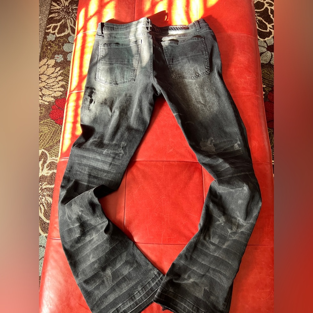 Rockstar Distressed Black/gray Jeans for Men size 38 - Picture 2 of 7